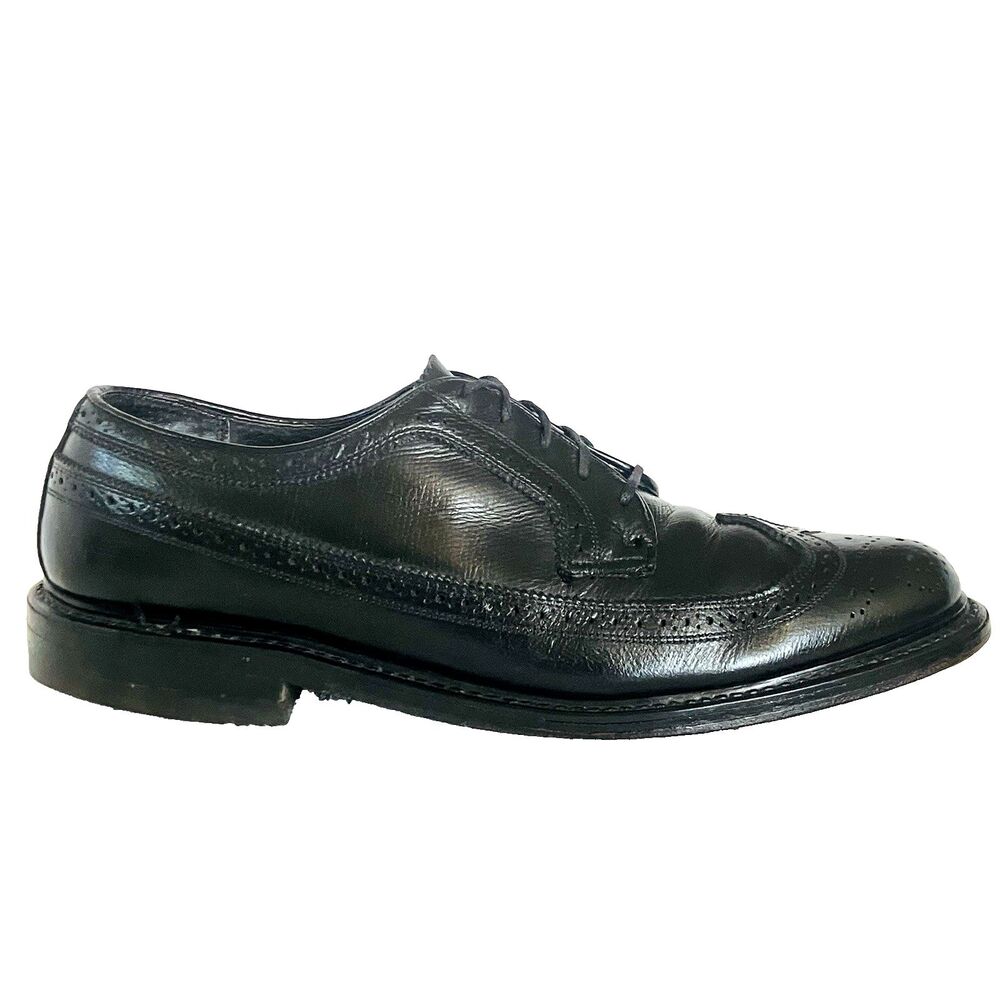 Stafford Imperial Vtg Wingtip Biltrite Leather 10.5 Black Academia Preppy